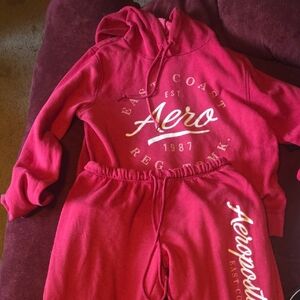 Aeropostale Vibrant Red Hoodie and Joggers 2 Piece Set!